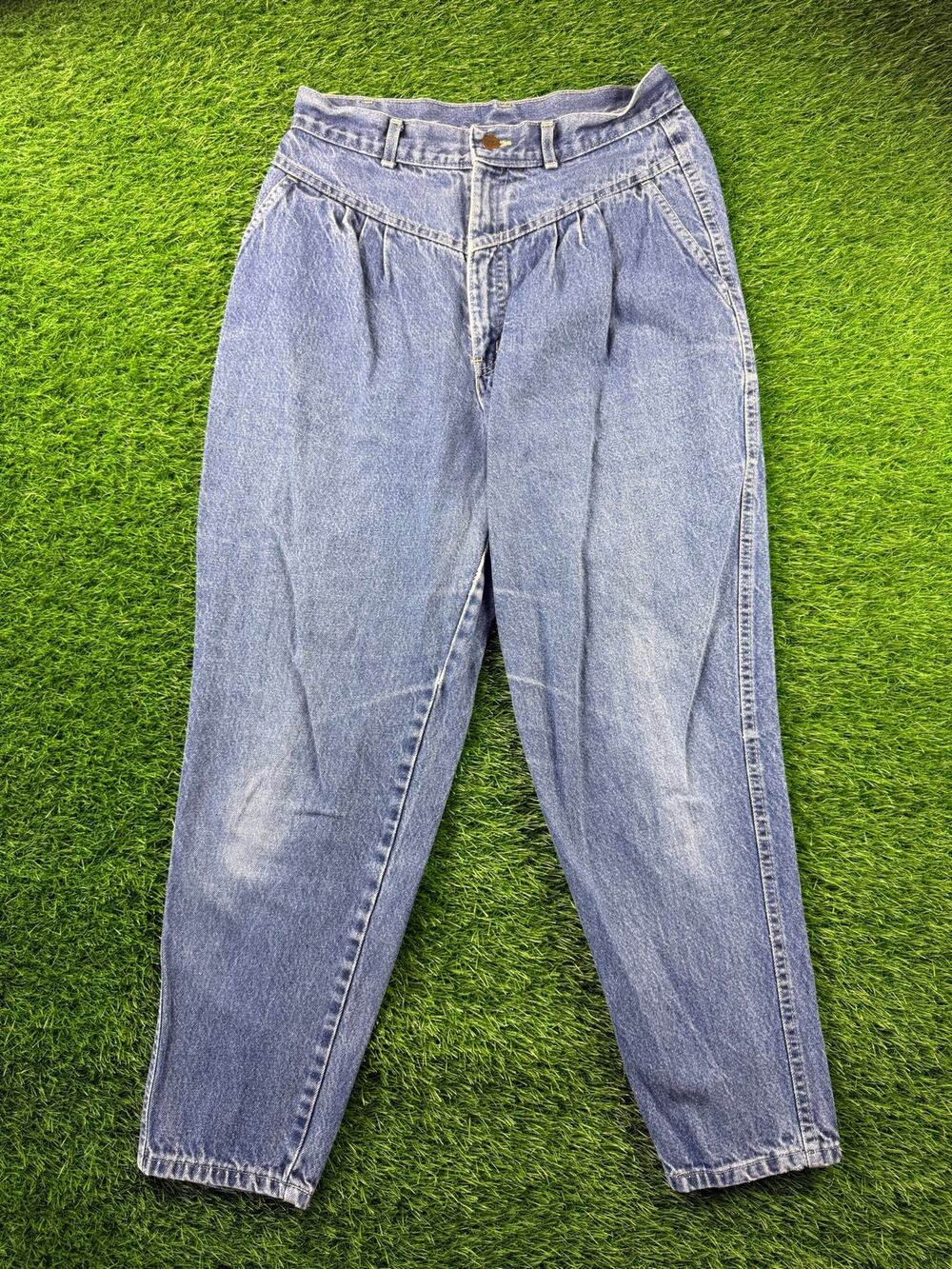 VTG 80s Chic Pleated Mom Jeans Made in USA High Rise Tapered Denim Sz 13/14 Reg